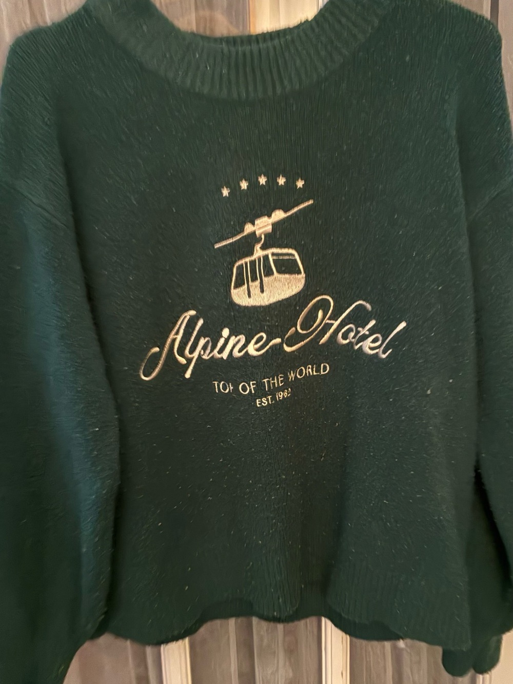 Alpine Hotel Green Cable-Knit Sweater
